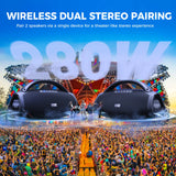 W-KING 330W Peak Wireless Boom Box Large Bluetooth Speaker 7.5", Outdoor