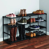 4-Tier Shoe Rack Storage Organizer for 24 Pairs - Versatile Design with Fabric Shelves Sturdy Support Perfect