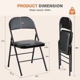 JHK Leather Padded Folding Chair 4 Pack Sturdy Metal Living Room Rocking Dinner Chairs Easy to Use Storage
