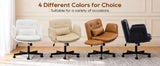 TCGBKAF White Criss Cross Chair with Adjustable Arms Chenille Swivel Vanity Chair with Side Pockets Ergonomic Cross Legged Office Chair with Wheels Adjustable Height Computer Desk Chair