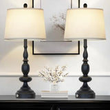 22" Modern Double Gourd Ceramic Table Lamps Set of 2, Bedside Lamps for Living Room