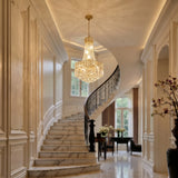 Luxury Gold Empire K9 Crystal Chandelier, 6-Light Adjustable Height Hanging Light