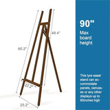 A - Frame Wooden Display Easel with Wheels - Adjustable Lyre Beechwood