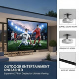 257 cm x 150 cm, projection screen with a 160° viewing angle, for outdoor