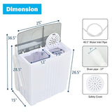 Portable washing machine for apartment and RV use, grey plastic twin tub with 21 lbs capacityDS