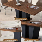 Table Extendable 63 in79 in for 48 Expandable Wood Rectangle with Fluted Base for Dining Room