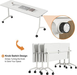 Foldable Mobile Conference Table with Wheels, Flip Top Design