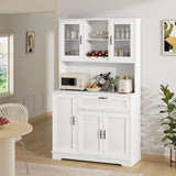 Shintenchi Kitchen Pantry Storage Cabinet Freestanding Buffet Cabinet with Microwave