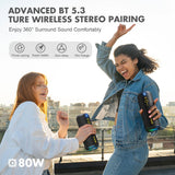 W-KING D320 40W Portable Speaker, IP67 Waterproof, APP Control, High-Quality Audio, TF/AUX, Dynamic Lights