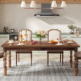 Tribesigns 62” Wood Patio Table for 4-6 People, Farmhouse Large Indoor/Outdoor Dining Picnic Table