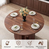 Round Dining Table, 45.361 Space Saving Oval Kitchen Table with SelfStoring Butterfly Leaf
