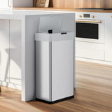 Touchless Rectangular Motion Sensor Trash Can, Brushed Stainless Steel