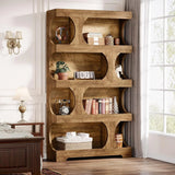 Modern Asymmetrical Bookshelf,Freestanding Display Shelf with Classic Shape