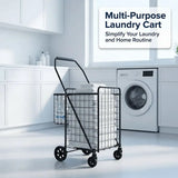 Folding Shopping Cart with Waterproof Liner amp 360 Swivel Wheels Collapsible Grocery Cart