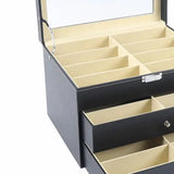 PU Leather Sunglasses Display Box Glass Window Jewelry Organizer