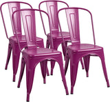 Classic Stackable Metal Dining Chair Set of 4, Indoor-Outdoor Bistro