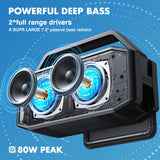 IPX6 Portable Waterproof Loud Bluetooth Speakers Wireless with Subwoofer