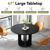 Farmhouse Round Fluted Dining Table for 4, 47 Inch Circle Kitchen Table with Wooden Pedestal Base, Dinner Tables, Customized