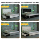 Queen Platform Bed Frame w/LED Lights, Wingback Headboard, USB Ports