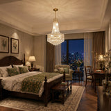 Luxury Gold Empire K9 Crystal Chandelier, 6-Light Adjustable Height Hanging Light