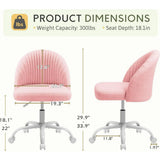 Furniwell Office Chair Armless Cute Desk Chair Modern Adjustable Swivel Vanity Task Computer Chair Home