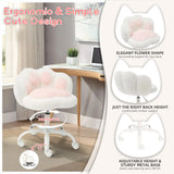 Vanity Chair with Cat Paw Back,Armless Desk Chair Cute Small Office Chair with Wheels Adjustable Height