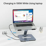 Laptop Stand with USB C 6in1 Docking Station HDMI 4K@60Hz 4*USB3.0 100W PD Compatible with MacBook