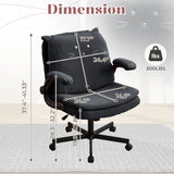 TCGBKAF Black Criss Cross Chair with Wheels&Flip-Up Arms, 25" Seat Cross Legged Office Chair with Flip-Up Back, Ergonomic Computer Desk Chair, Adjustable