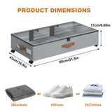 2-Pack Underbed Storage Containers Foldable W/ Wheels for Clothes Shoes
