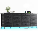 EnHomee Large Capacity 63 Inch Dresser w/ 18 Deep Drawers LED Lighting