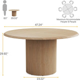 LITTLE TREE 47" Round Dining Table for 4, Farmhouse Kitchen Table