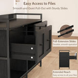 Lateral File Cabinet for Home Office 43 Wood with Power Outlet 2 Drawers 2 Open Shelves