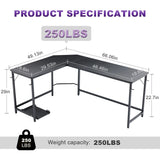 JHK 66 Inch L ShapedCorner Computer Desk Larger Gaming Office Table