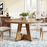 Tribesigns Round Dining Table for 4, 47 Inch Farmhouse Kitchen Table Small Dinner Table