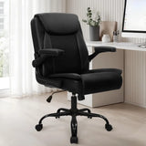 Ergonomic Mid Back Leather Office Chair with Flip Up Arms