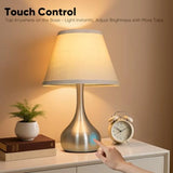 17" Touch Table Lamp for Bedroom Set of 2, 3-Way Dimmable Bedside Lamp for Nightstand