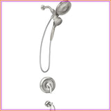 6-Function Handheld Showerhead and Rain Shower Combo with Valve, Trim Kit, Tub Spout,
