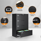 4 Drawer Metal Filing Cabinet with Lock Home Office Storage Letter/Legal
