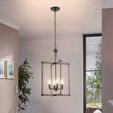 4-Light Farmhouse Chandelier Height Adjustable Rustic Living Room Chandelier