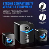 USB Computer LED Speakers System Subwoofer Stereo Bass Control