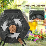 Rotating Composter, Dual Chamber Compost Bin with 24 Vents and Steel Legs