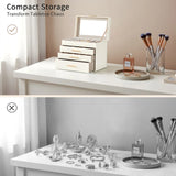 Deluxe 2-Drawer Velvet Jewelry Box with Clear Top View for Necklaces