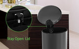 KOOMADE 10.5 Gallon Oval Trash Can Black Stainless Steel Plastic Round Step Bathroom