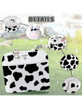 Car Cow Print Trash Can With Lid And Bag Roll Waterproof Auto Garbage Organizer For Vehicle