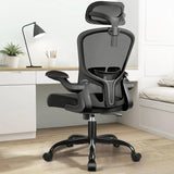 Ergonomic Office Chair with Headrest, Adjustable Lumbar Support, Swivel Wheels & Flip-up Armrests