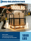 6-in-1 Foldable Platform Truck Cart With Cage 1800 LBS Heavy Duty 4-Wheel Push Dolly With 360