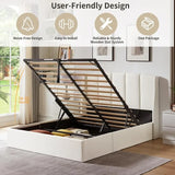 VELOCAVA Full Size Lift Up Storage Bed with  Modern Wingback Headboard