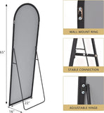64"x21" Hanging or Leaning Arched-Top Full Body Mirror w/ Stand for Bedroom