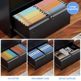 4 Drawer Metal Lateral File Cabinet with Lock for Home Office School Letter
