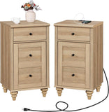 Set of 2 Nightstands w/ Charging Station, Power Outlets & USB Ports for Living